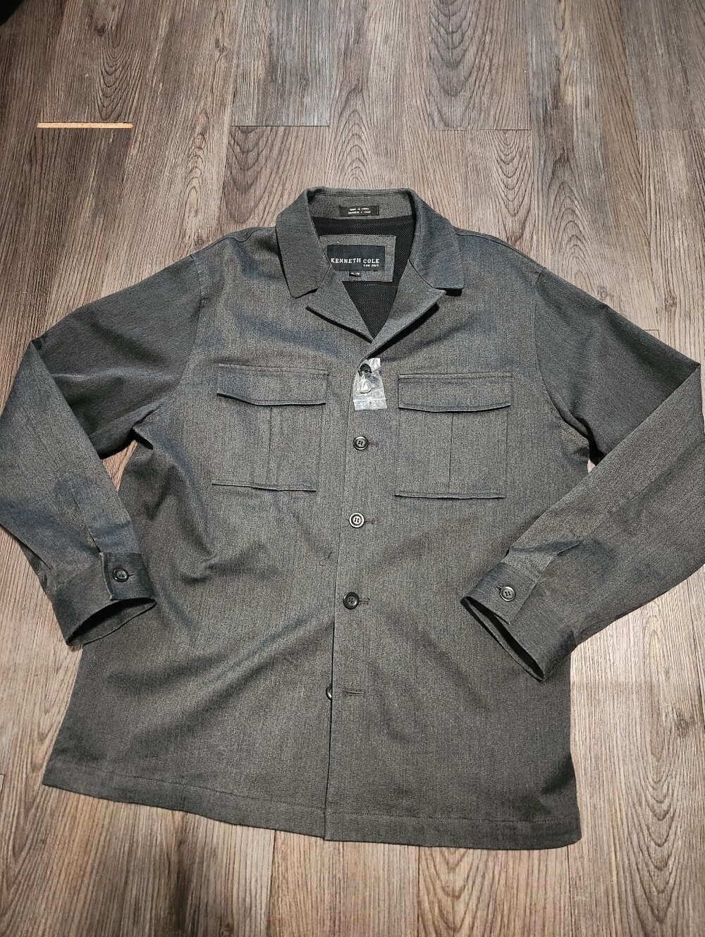 Kenneth Cole Men's Charcoal Button-Up Shirt Jacket